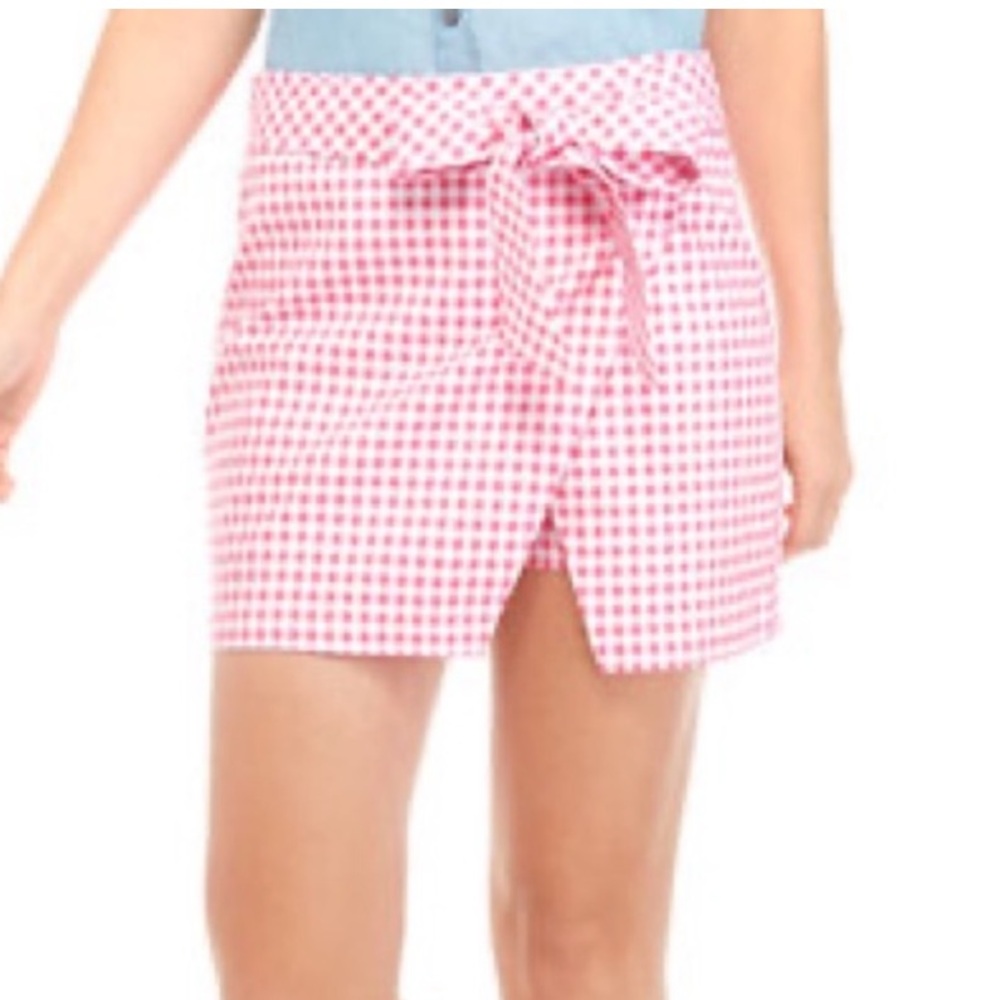 Crown and Ivy Pink Gingham Wrap Skort Size 10